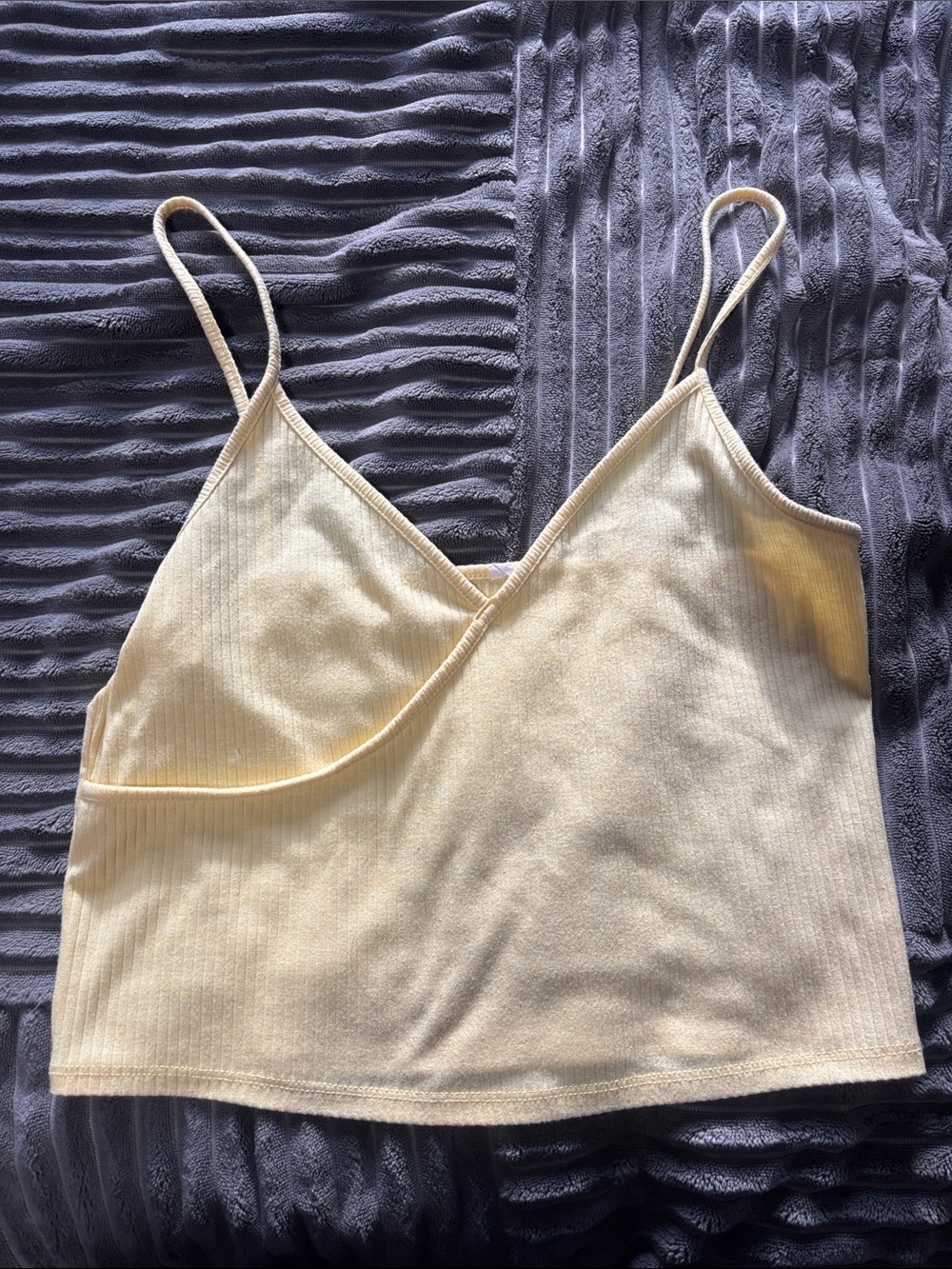 PacSun Cream Ribbed Wrap-Front Cami